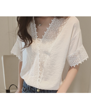 現貨SS0170v領蕾絲雪紡衫$590