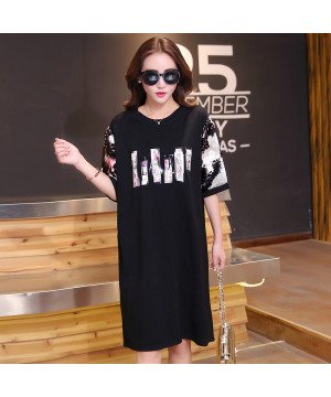 現貨3L-GA0260網紗亮片袖印花長洋裝$690