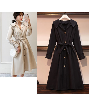 現貨RD0004黑收腰風衣洋裝60-72KG$890