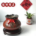 【聚寶盆】福袋型聚寶盆 附贈紅色雙錢綁帶、6吋木製底座