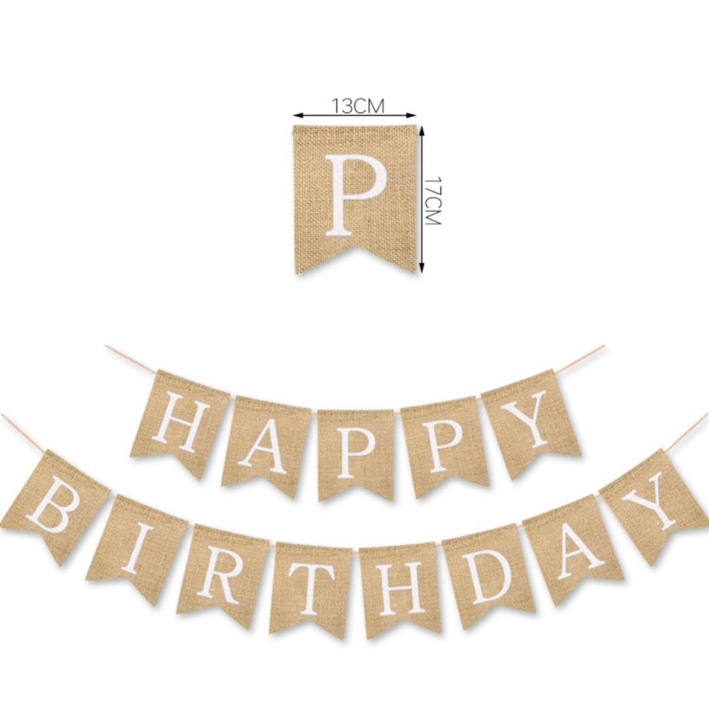 生日快樂魚尾麻布拉旗