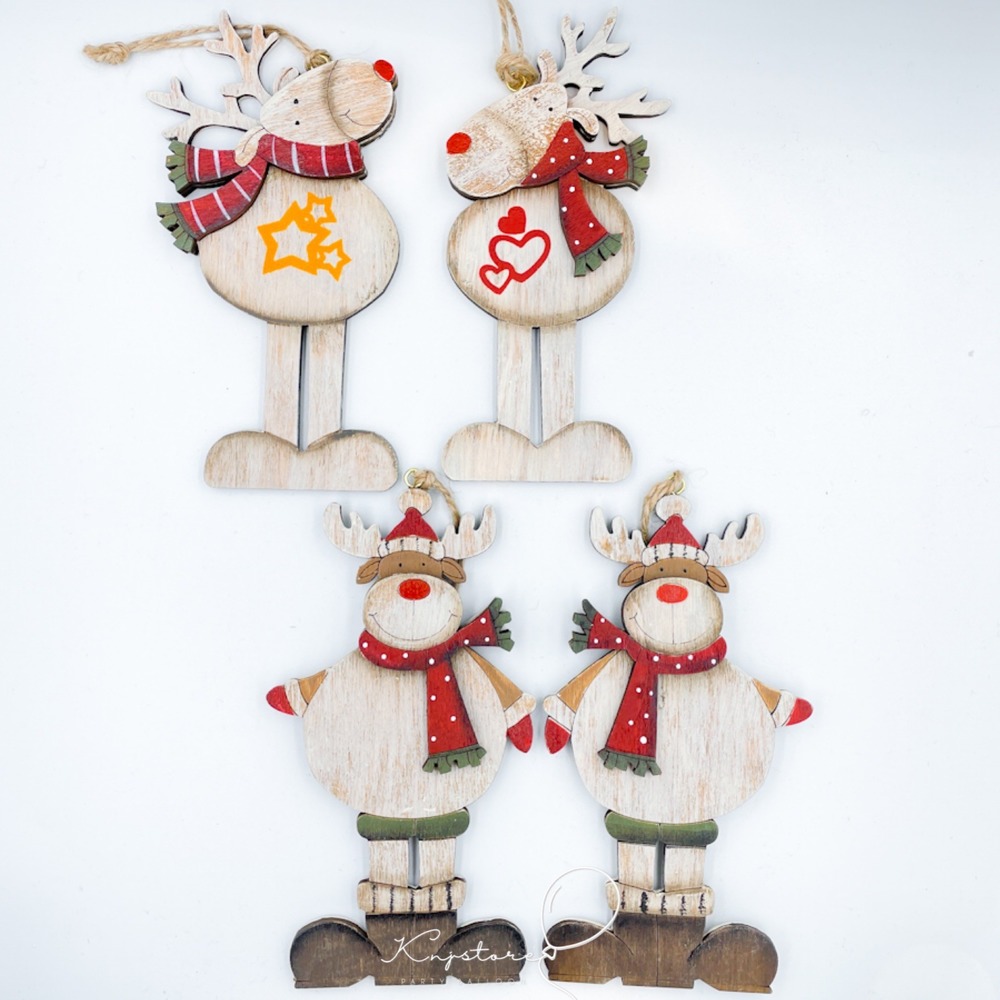 聖誕木質圍巾麋鹿[4件一組]