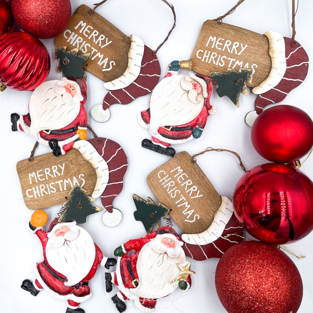 聖誕快樂老公公木質掛牌