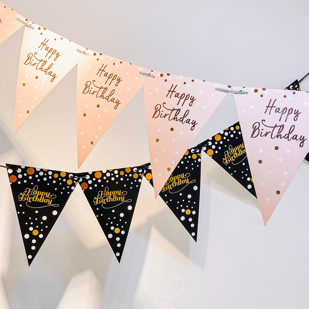 燙金點點生日三角吊旗