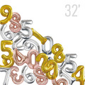 32吋數字氣球(金/銀/玫瑰金)