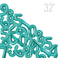 32吋數字氣球(湖水綠）