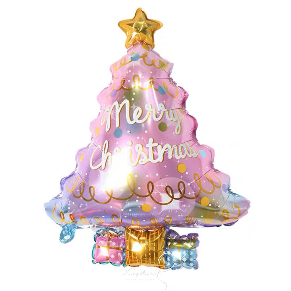 粉紫聖誕樹氣球