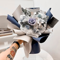 粉霧藍永生玫瑰花束