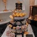奢華黑金．金莎鈔票永生花蛋糕