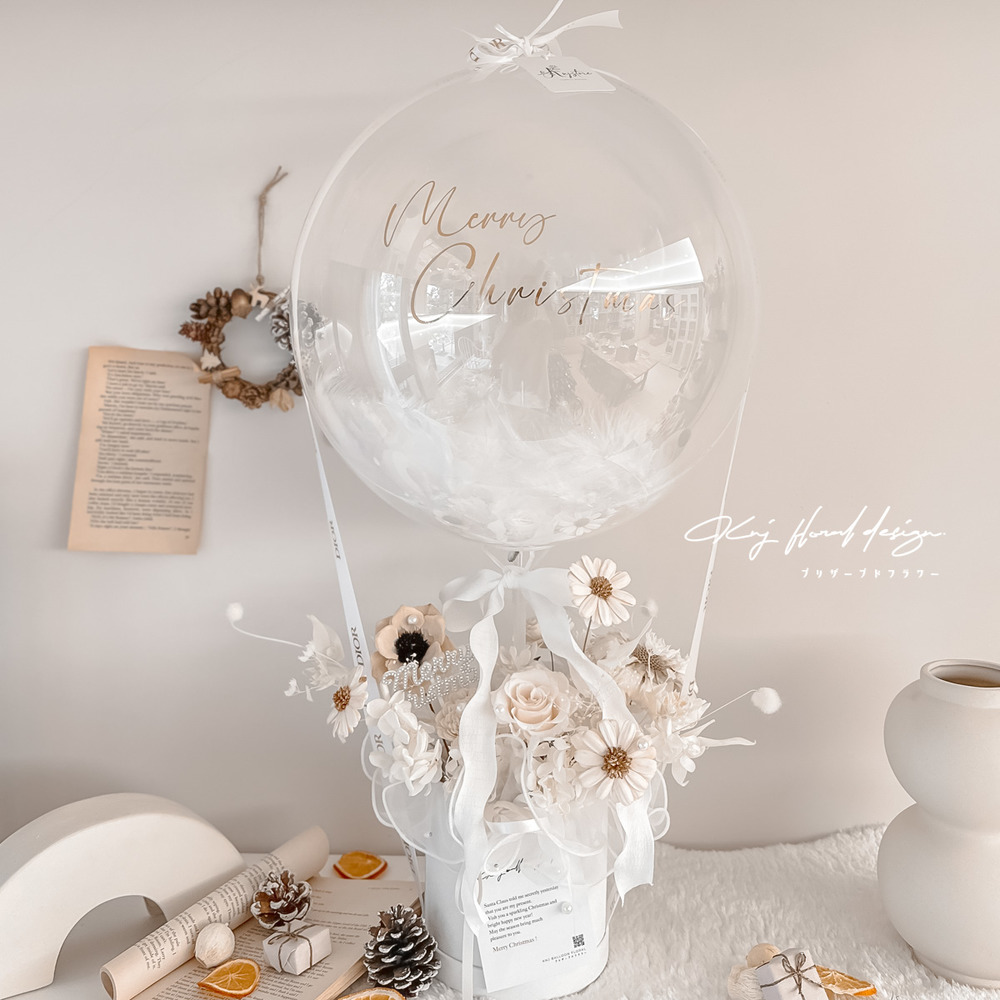 [聖誕/祝賀] 白雪仙境熱氣球永生花禮