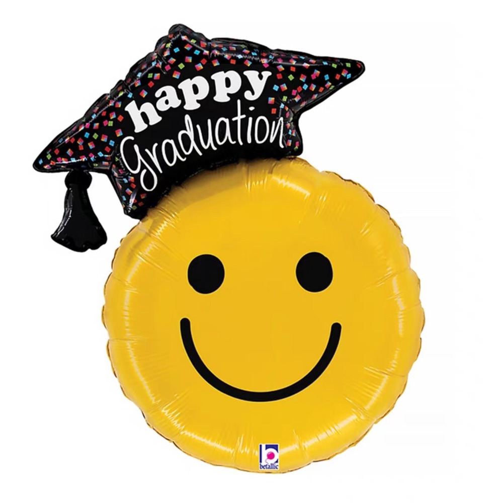 笑臉畢業帽鋁箔氣球