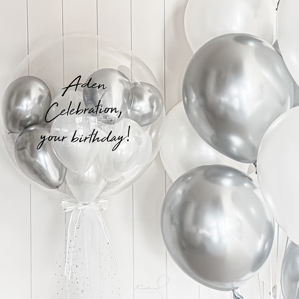 【薄紗系列】銀白仙境空飄波波球