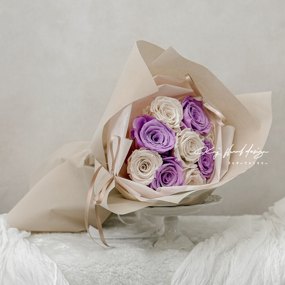 頂級厄瓜多永生玫瑰花束．杏紫色