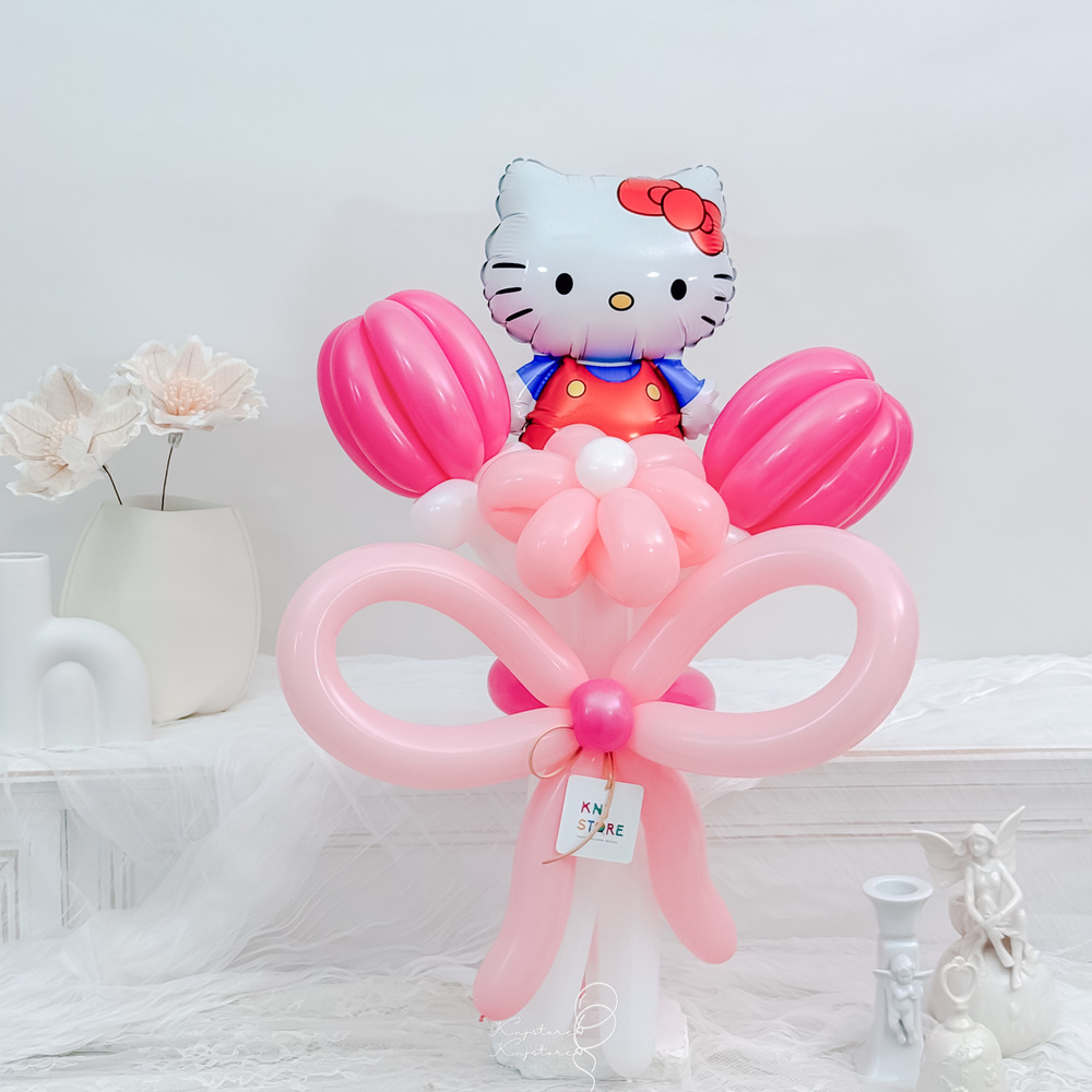 【氣球花限定】紅色站立kitty氣球花束