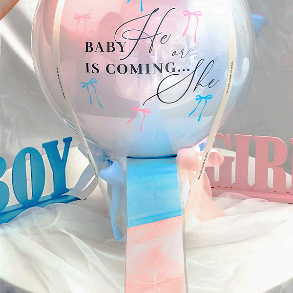 【手抽專屬】粉藍蝴蝶結手抽性別揭曉波波球