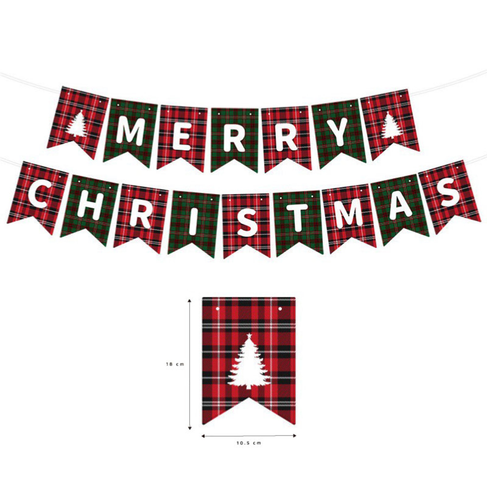 【聖誕單品】美式蘇格蘭紅格聖誕掛旗