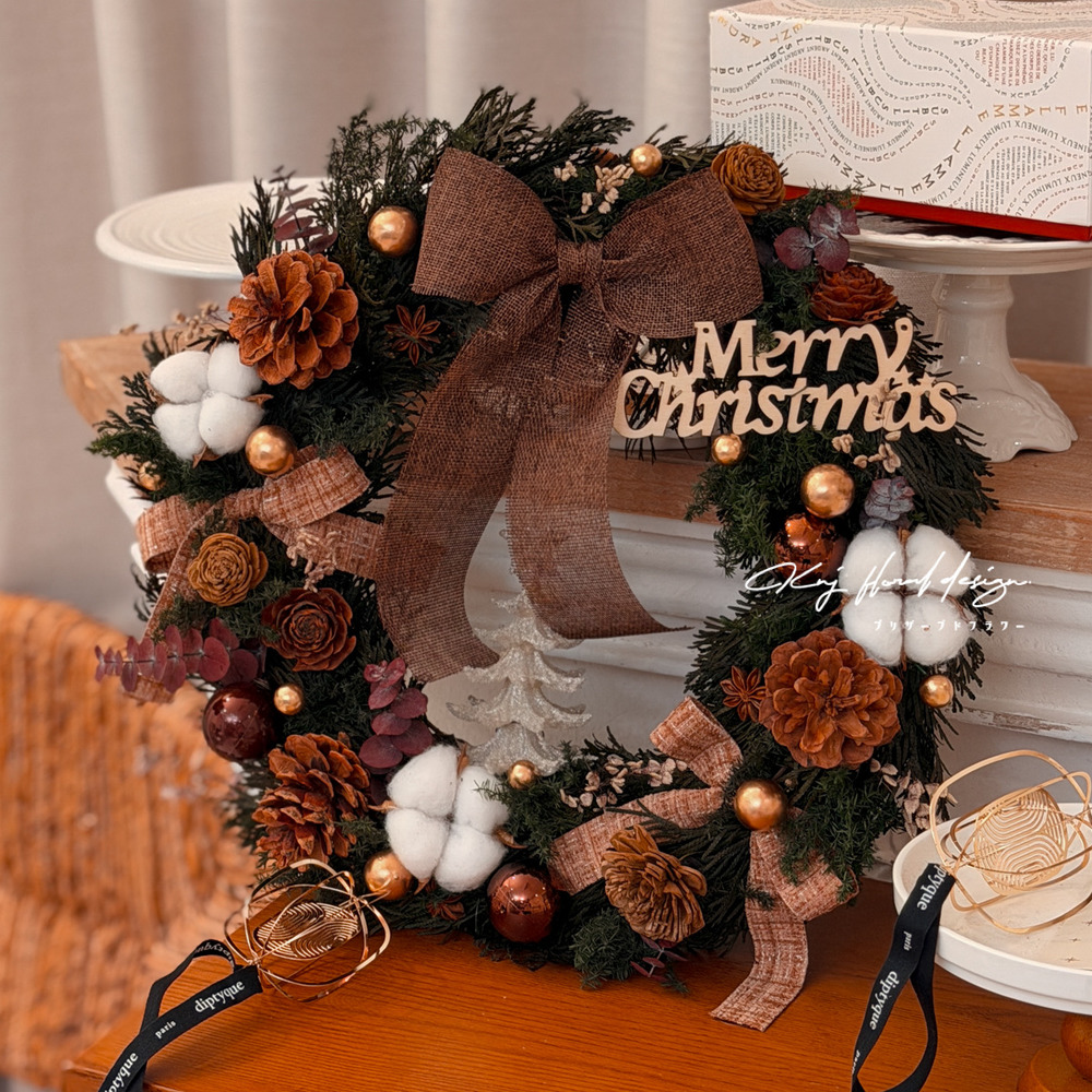 摩卡永生聖誕花圈・附禮盒