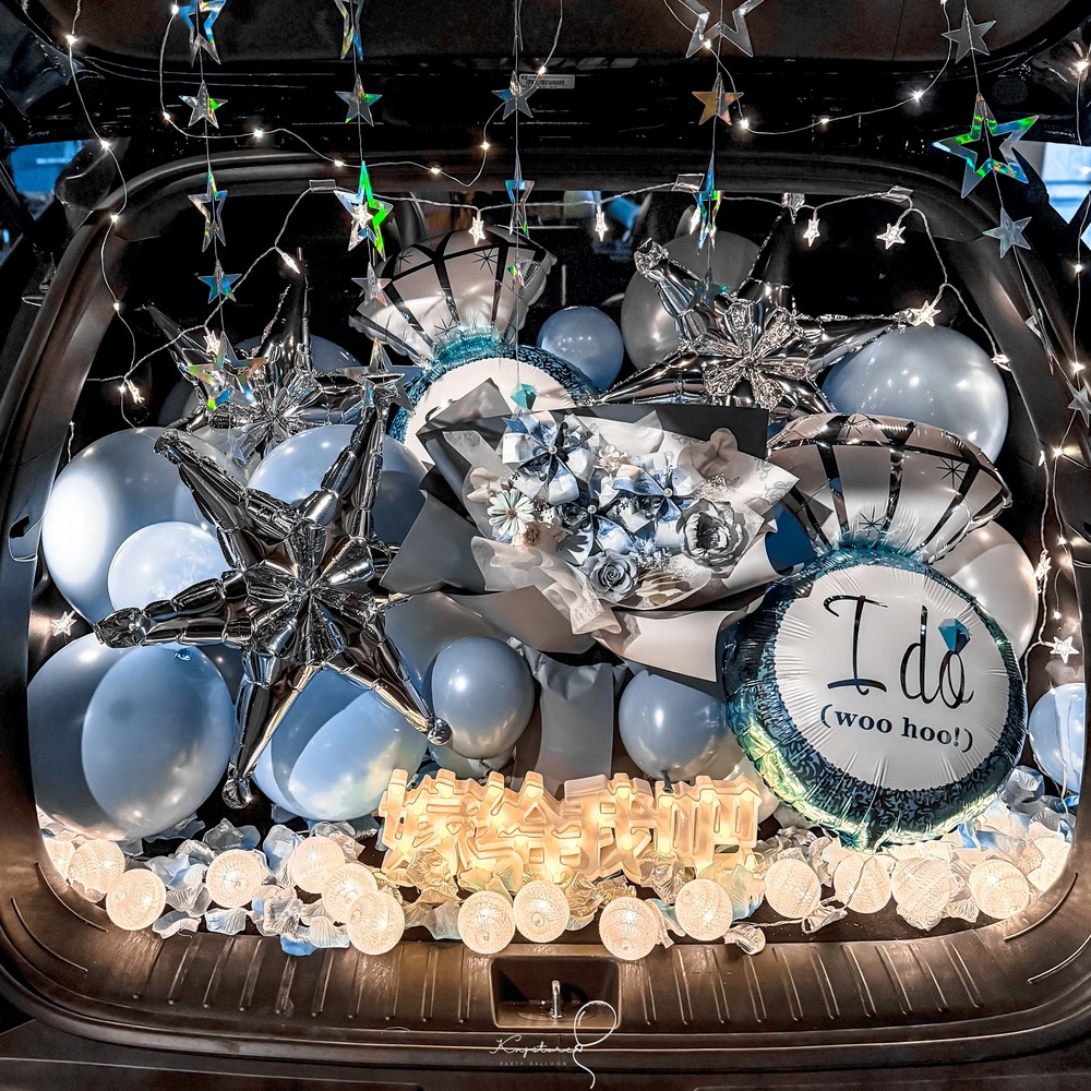 【求婚推薦】湛藍星辰求婚後車廂佈置