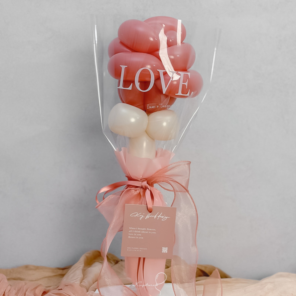 【母親節限定】暖茶霧粉系列．單朵玫瑰氣球花