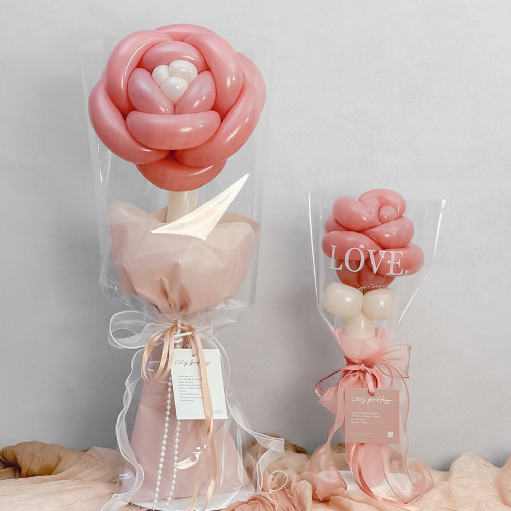 【母親節限定】暖茶霧粉系列．山茶花氣球花（圖左款）