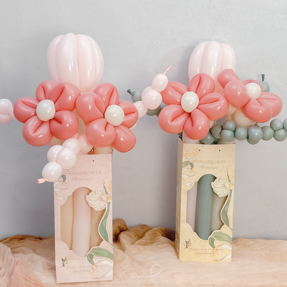 【母親節限定】暖茶霧粉系列．櫻花氣球花禮盒