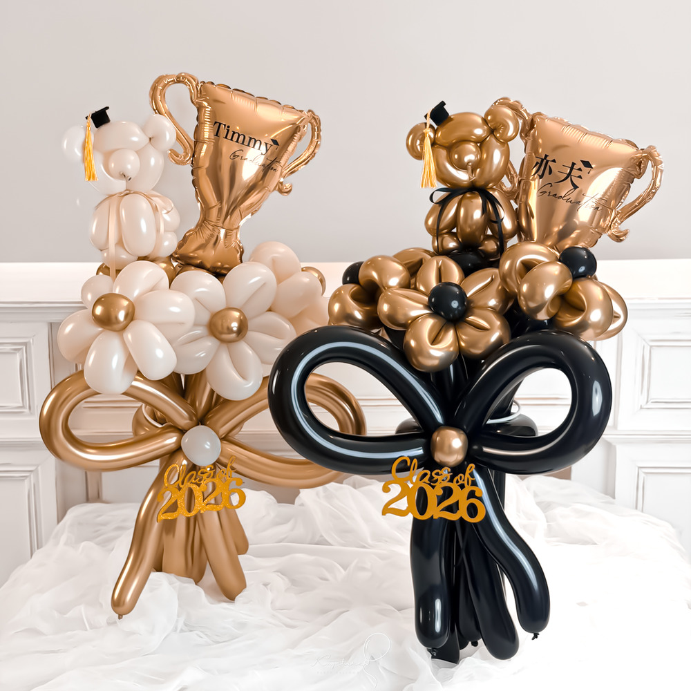 【畢業季限定】熊熊冠軍盃畢業氣球花束（兩色系可選）