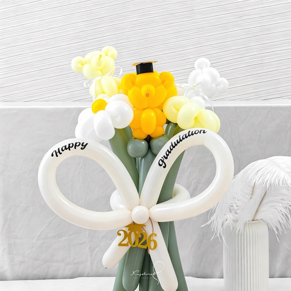 【畢業季限定】小熊畢業氣球花束．暖陽