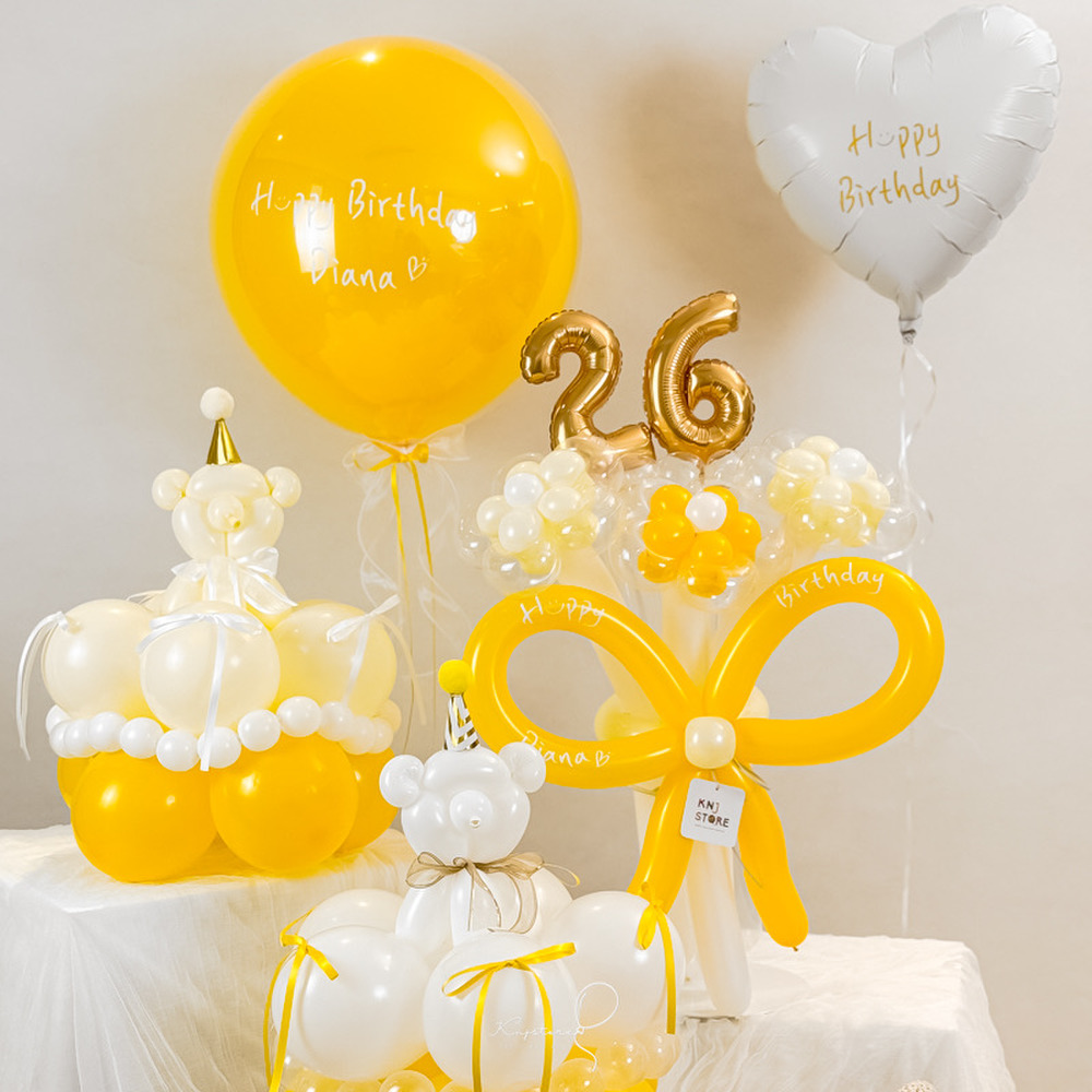 蜜糖系列生日氣球花組合（小熊蛋糕花＆歲數氣球花＆愛心氣球＆波波氣球）