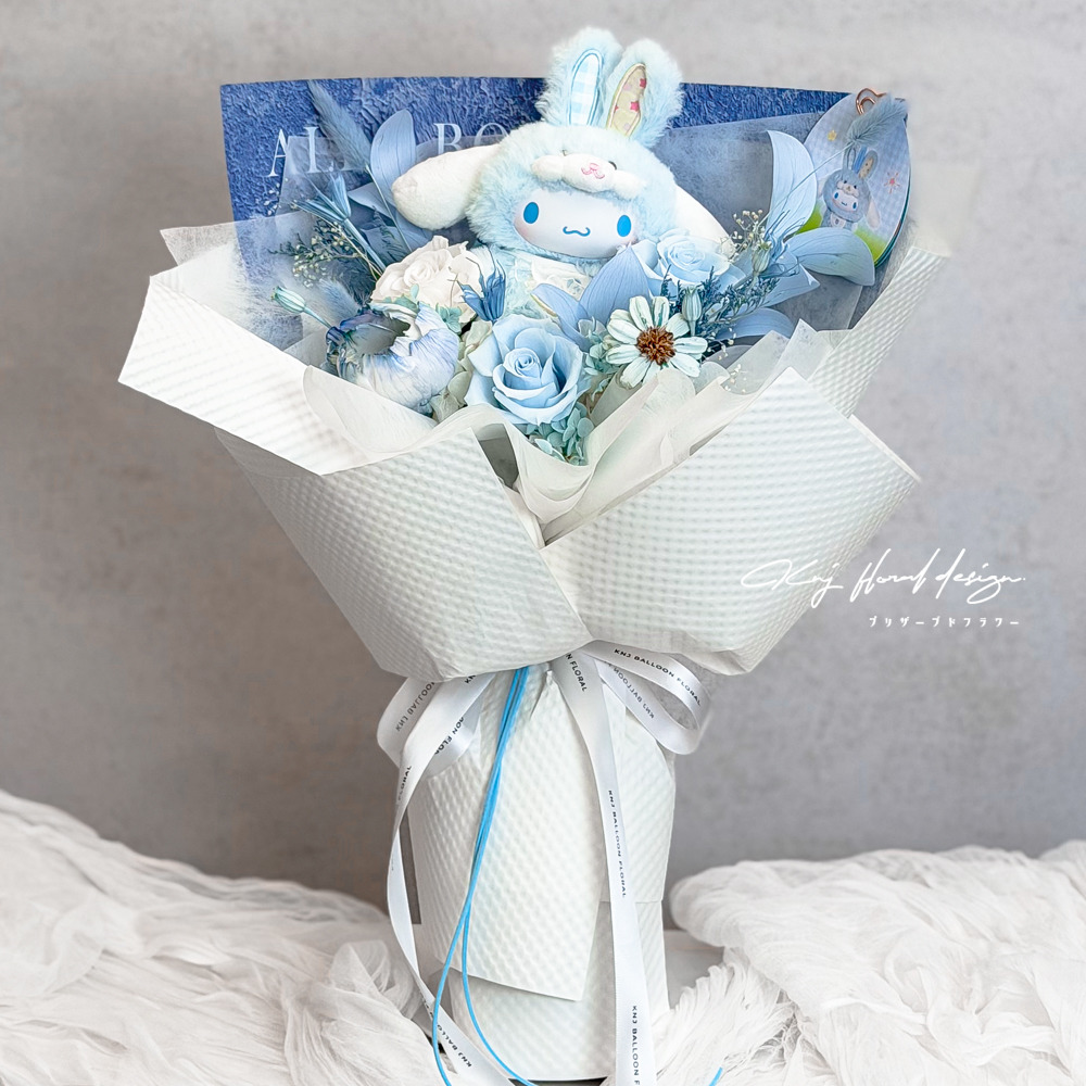 精靈大耳狗永生玫瑰花束