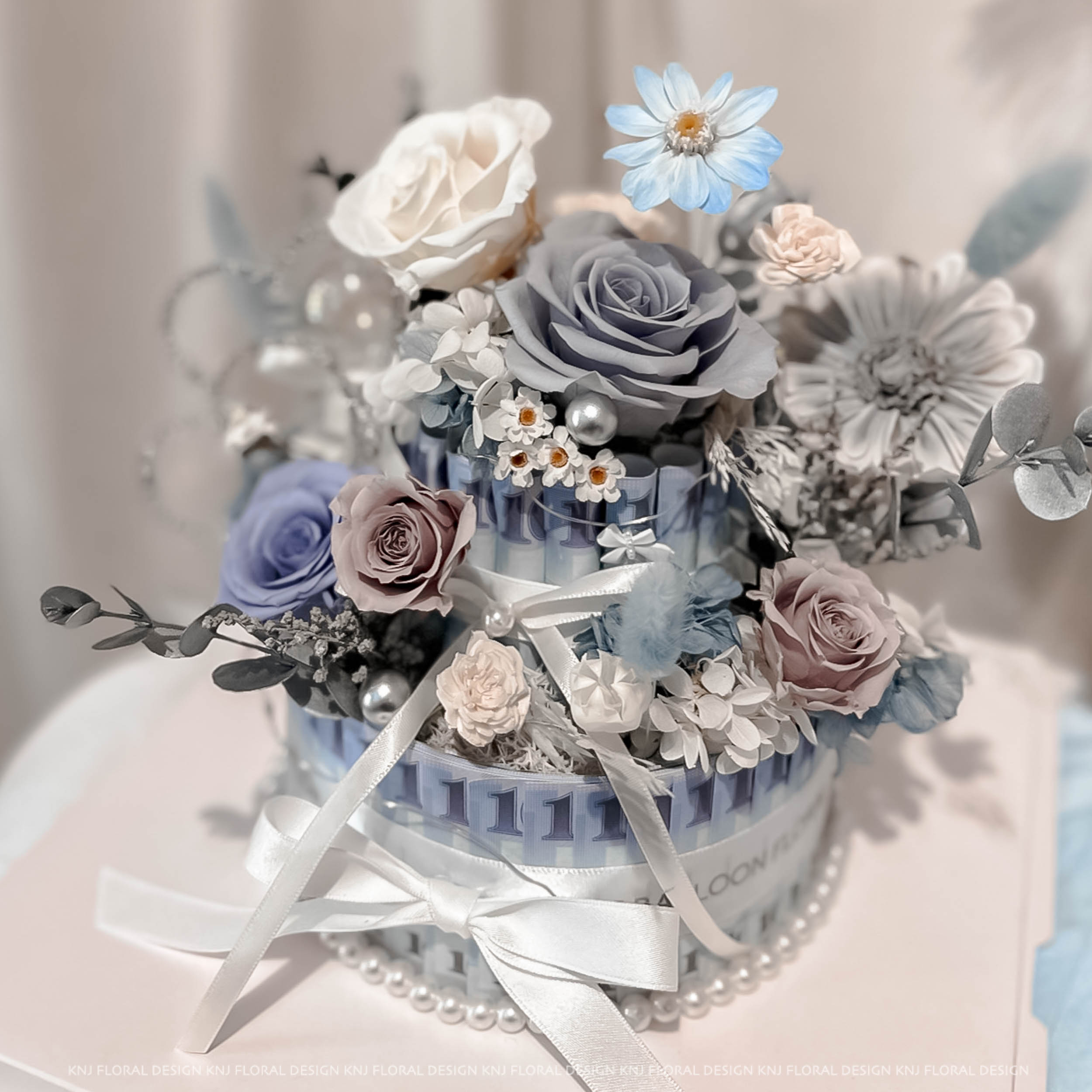 雙層鈔票永生蛋糕花 丹麥藝術