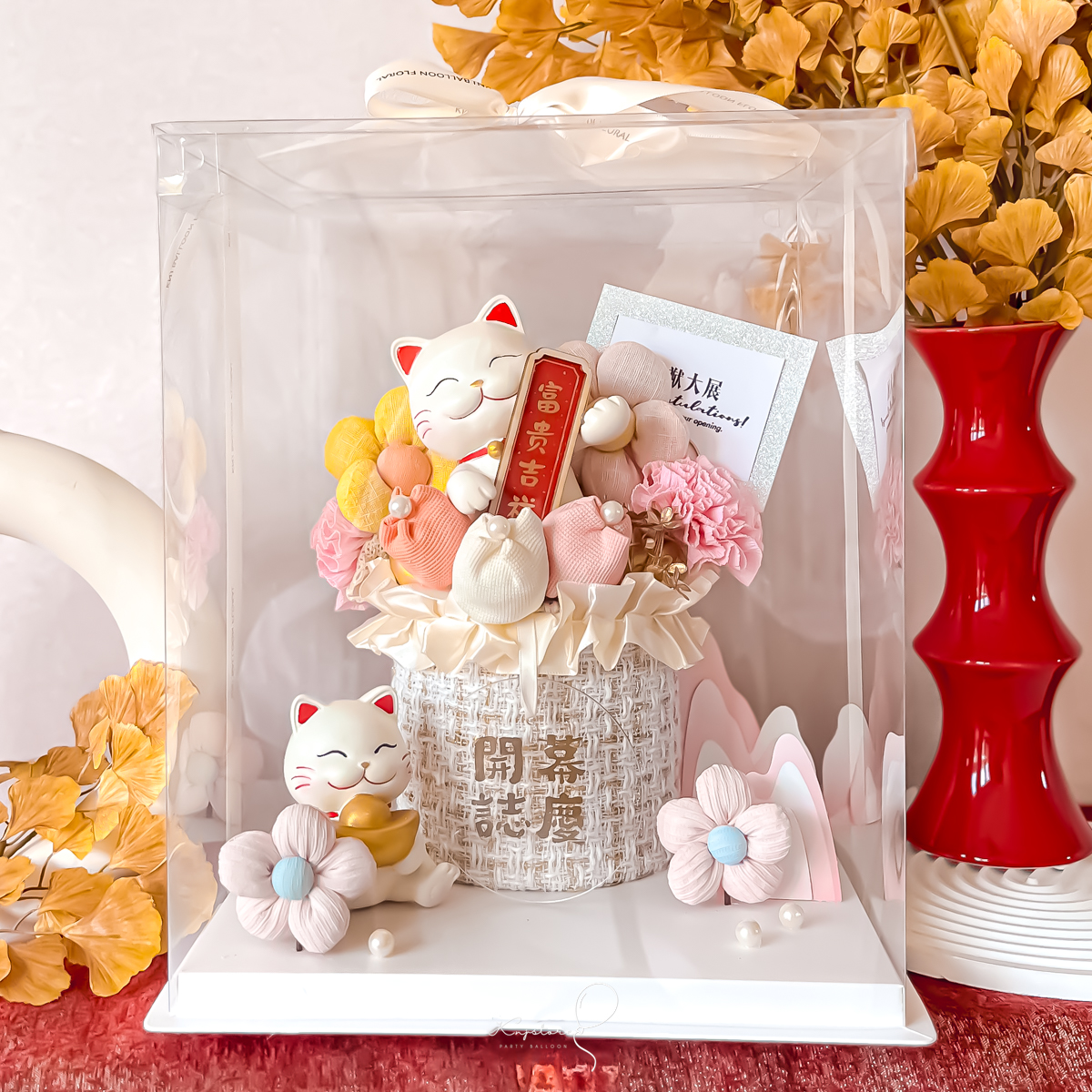 【開幕/祝賀】錦福開運招財貓布藝花禮盒