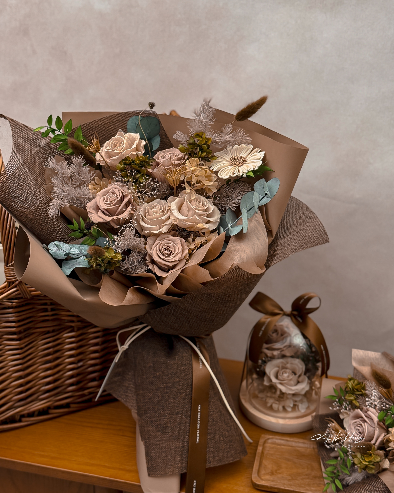 慕斯摩卡系列｜質感系不凋玫瑰花束