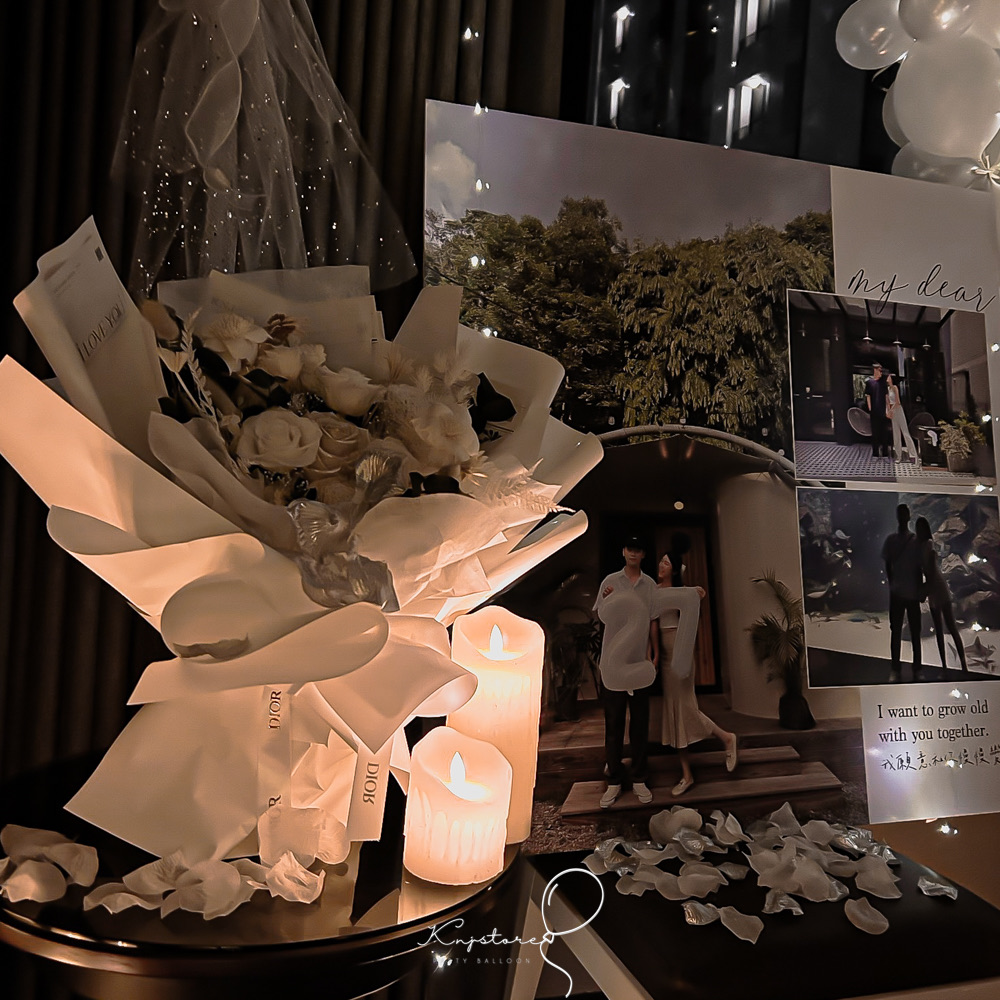 KNJ專業飯店佈置細節｜求婚花束與浪漫氛圍燈飾