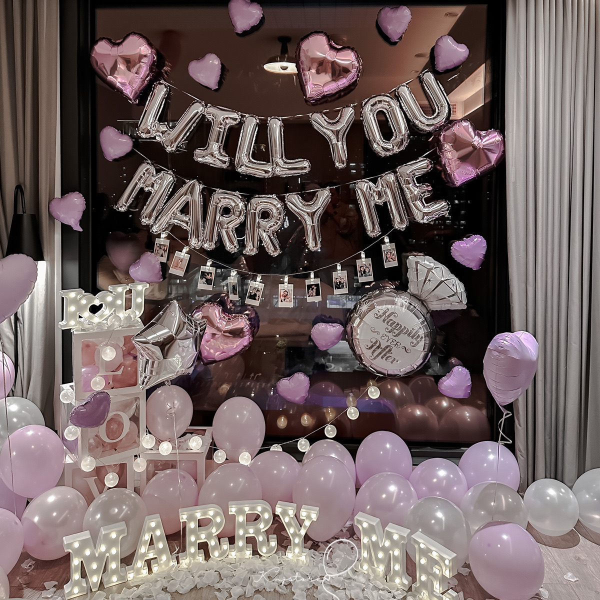 浪漫柔紫求婚氣球套餐｜紫色系居家驚喜佈置推薦