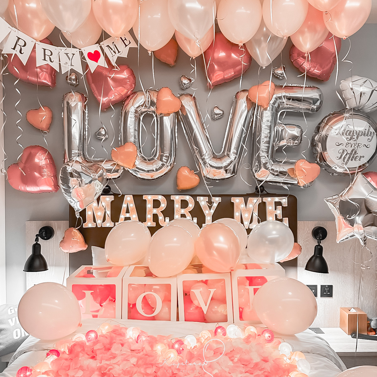 柔粉氛圍求婚氣球套餐｜居家求婚佈置DIY首選