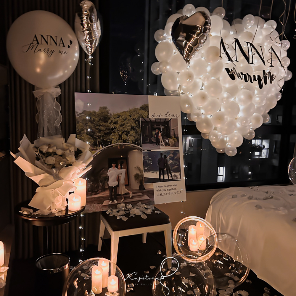 飯店驚喜求婚佈置實景｜BODA HOTEL 伯達行旅求婚氣球牆