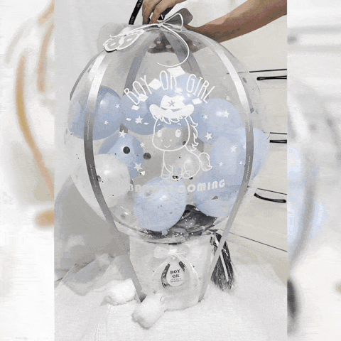 透明質感馬寶寶性別揭曉爆破波波氣球,無亮片好清理的派對開獎道具推薦