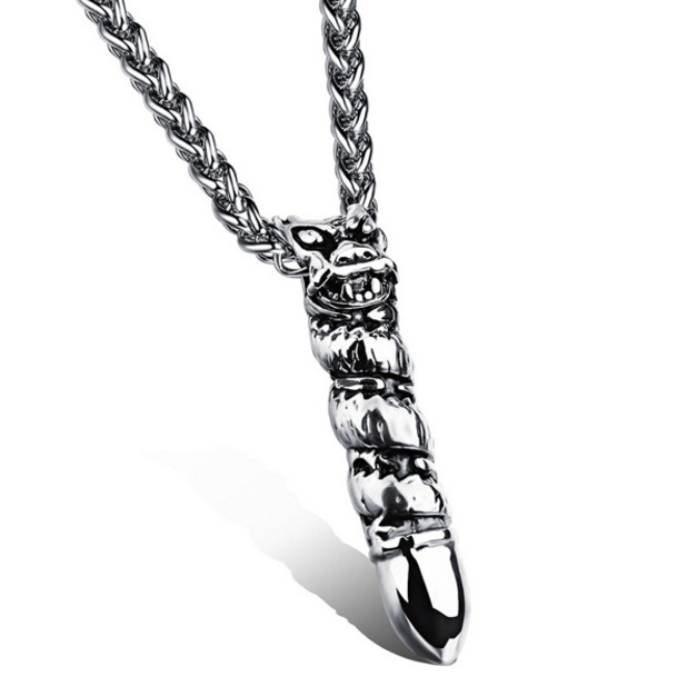 鈦鋼龍身獅頭男士吊墜男士項鍊