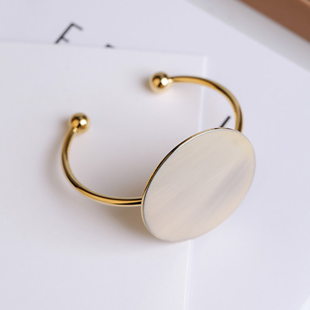誇張簡約金屬圓片亮金手環