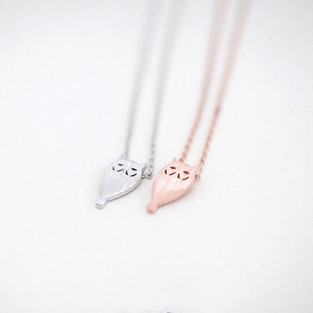 極簡金屬質感貓頭鷹鎖骨鍊-3色