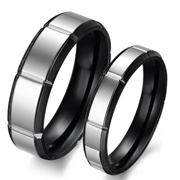 愛的階梯黯夜黑氣質銀男女對戒