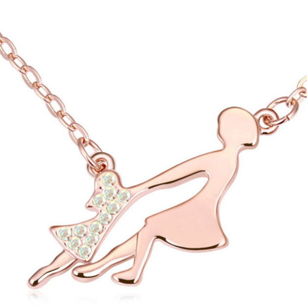 甜蜜幸福相伴彩白鑽鎖骨鍊