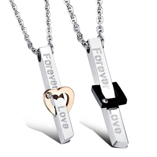 永恆愛戀白鋼情侶對鍊◆單條