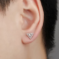 銀三角螺旋鈦鋼耳針_1