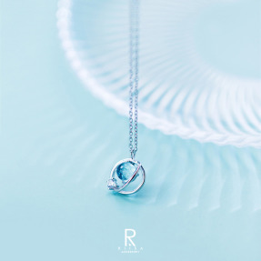 藍色夢想星球流星軌跡純銀項鍊