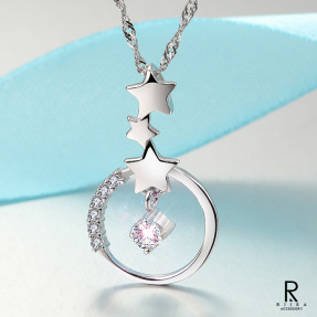 粼粼波光星星閃耀純銀項鍊