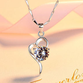頂級S999純銀浪漫愛心鎖骨項鍊
