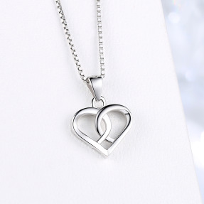 頂級S999純銀心心相連真愛極簡鎖骨項鍊