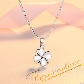 頂級S999純銀極簡幸運四葉草鎖骨項鍊