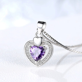 頂級S999純銀華麗完美心鑽鎖骨項鍊